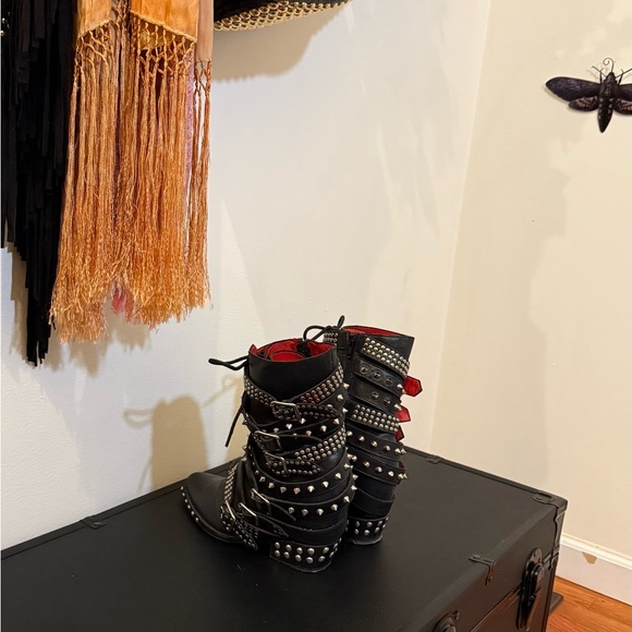 Jeffrey Campbell Black Studded Moto Boots - Picture 4 of 9